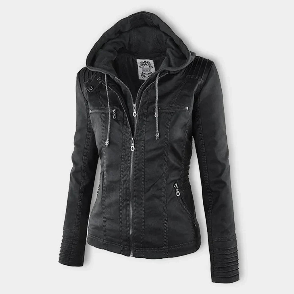 WOLFF | chaqueta de cuero para mujer con capucha