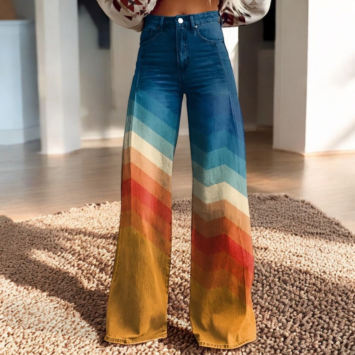 Luna | Pantalones anchos con estampado floral | Boho Chic | Tejido suave
