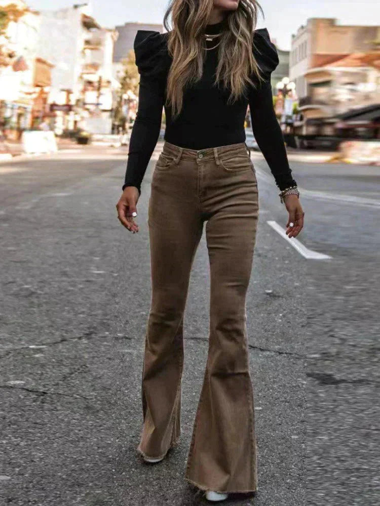 Elegantes pantalones de corte alto para mujer