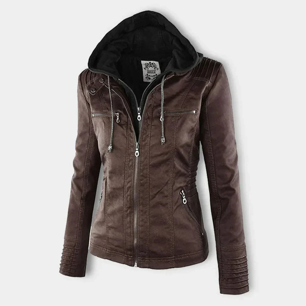 WOLFF | chaqueta de cuero para mujer con capucha