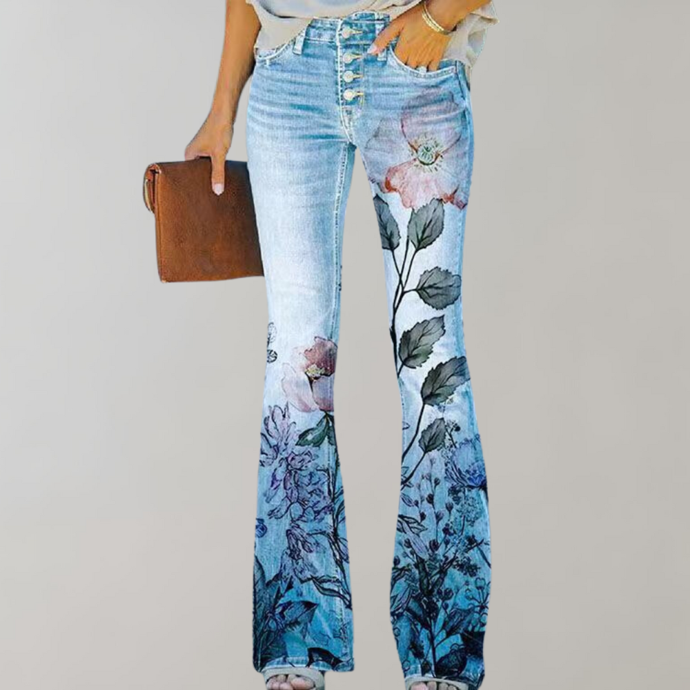 Delphine - Pantalones acampanados con estampado floral