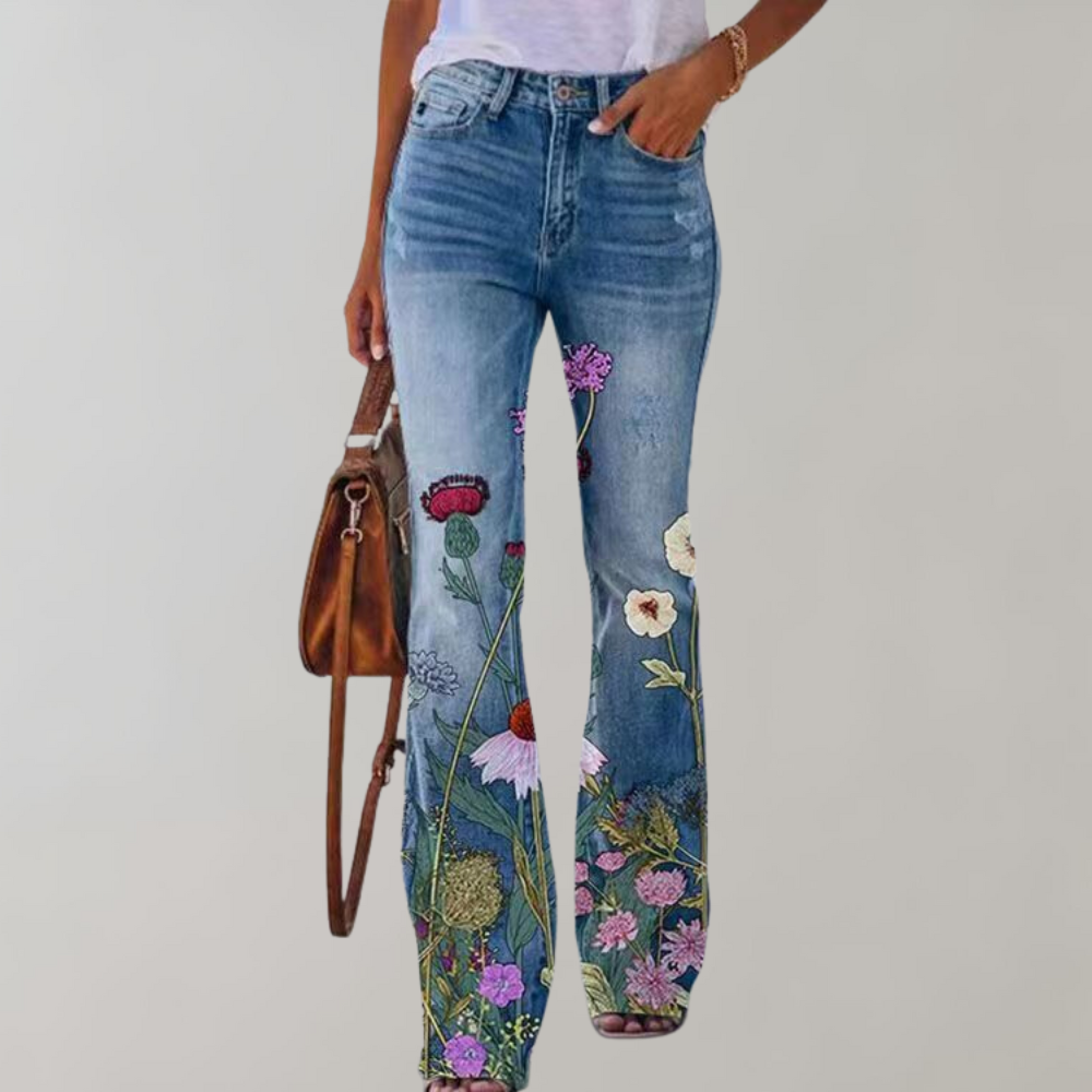 Delphine - Pantalones acampanados con estampado floral
