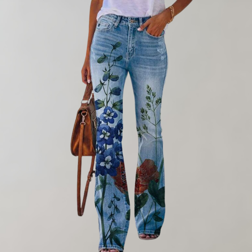 Delphine - Pantalones acampanados con estampado floral