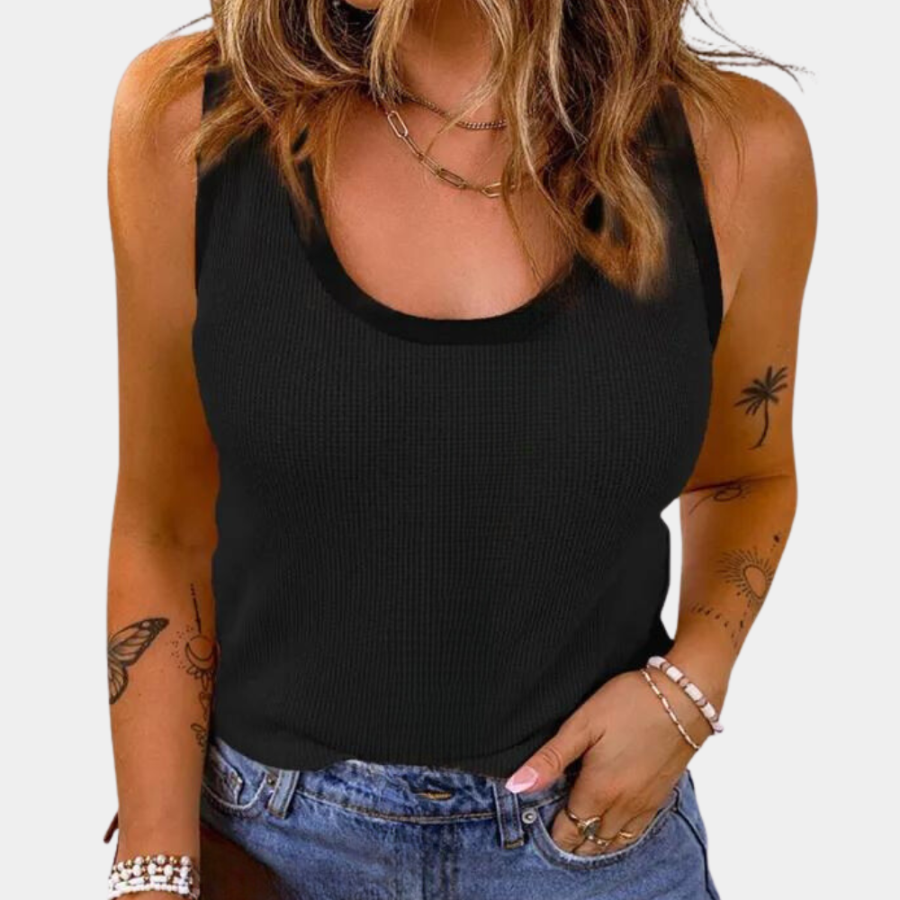 Darlene - Camiseta de tirantes de canalé para mujer - Casual y transpirable