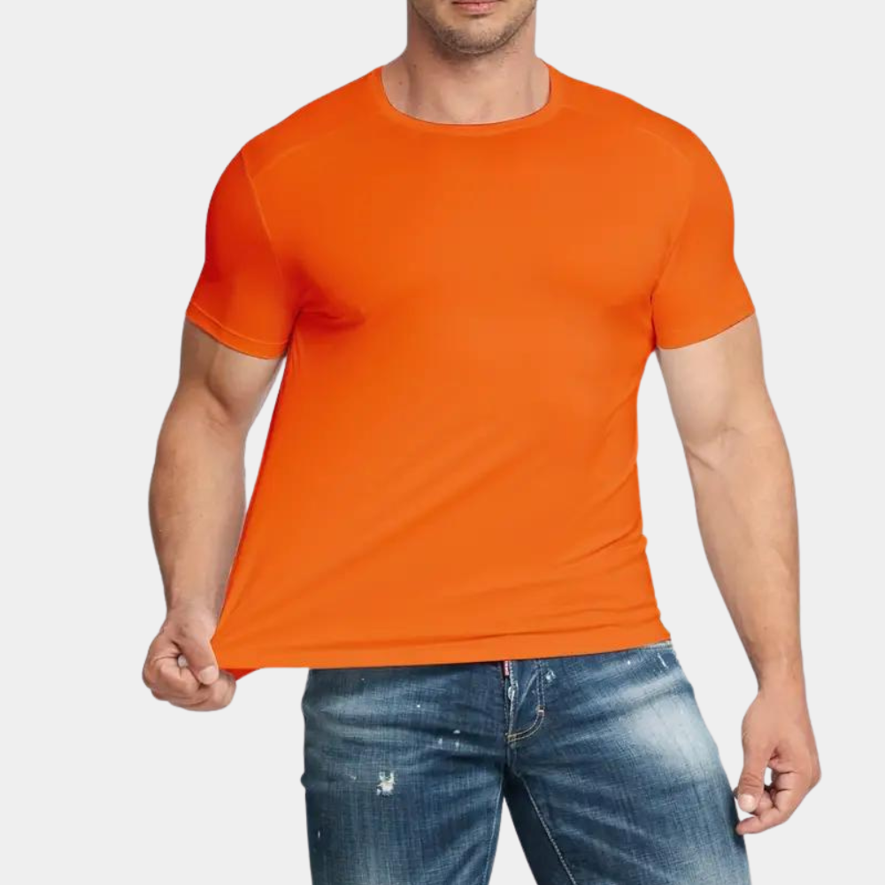 Camiseta naranja de cuello redondo