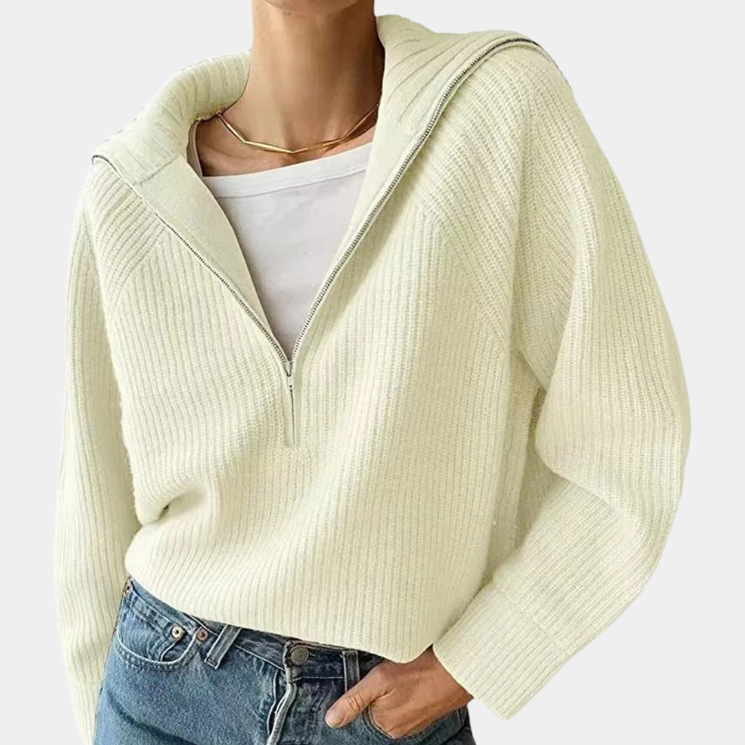 Olina - Top de punto con media cremallera para mujer