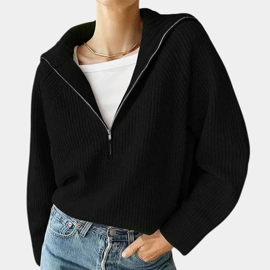 Olina - Top de punto con media cremallera para mujer