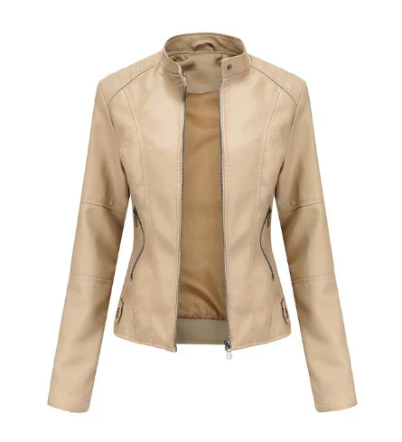 Meli | chaqueta de cuero de las mujeres con mao