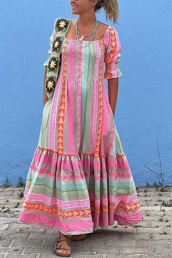 Carlisha - vestido de escote cuadrado con estilo veraniego