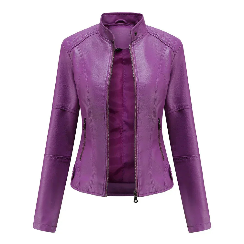 Meli | chaqueta de cuero de las mujeres con mao