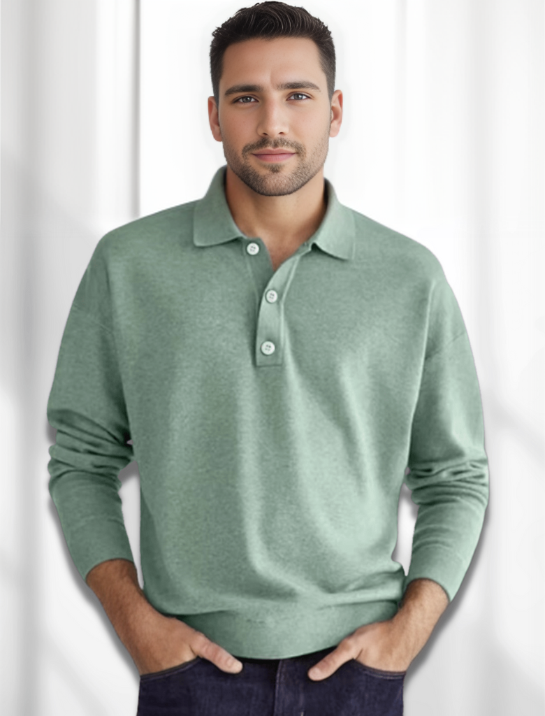 Eden Polo | Polo de manga larga para hombre de aspecto merino