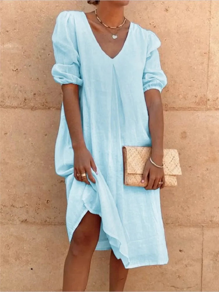 Elegante vestido midi con encanto casual