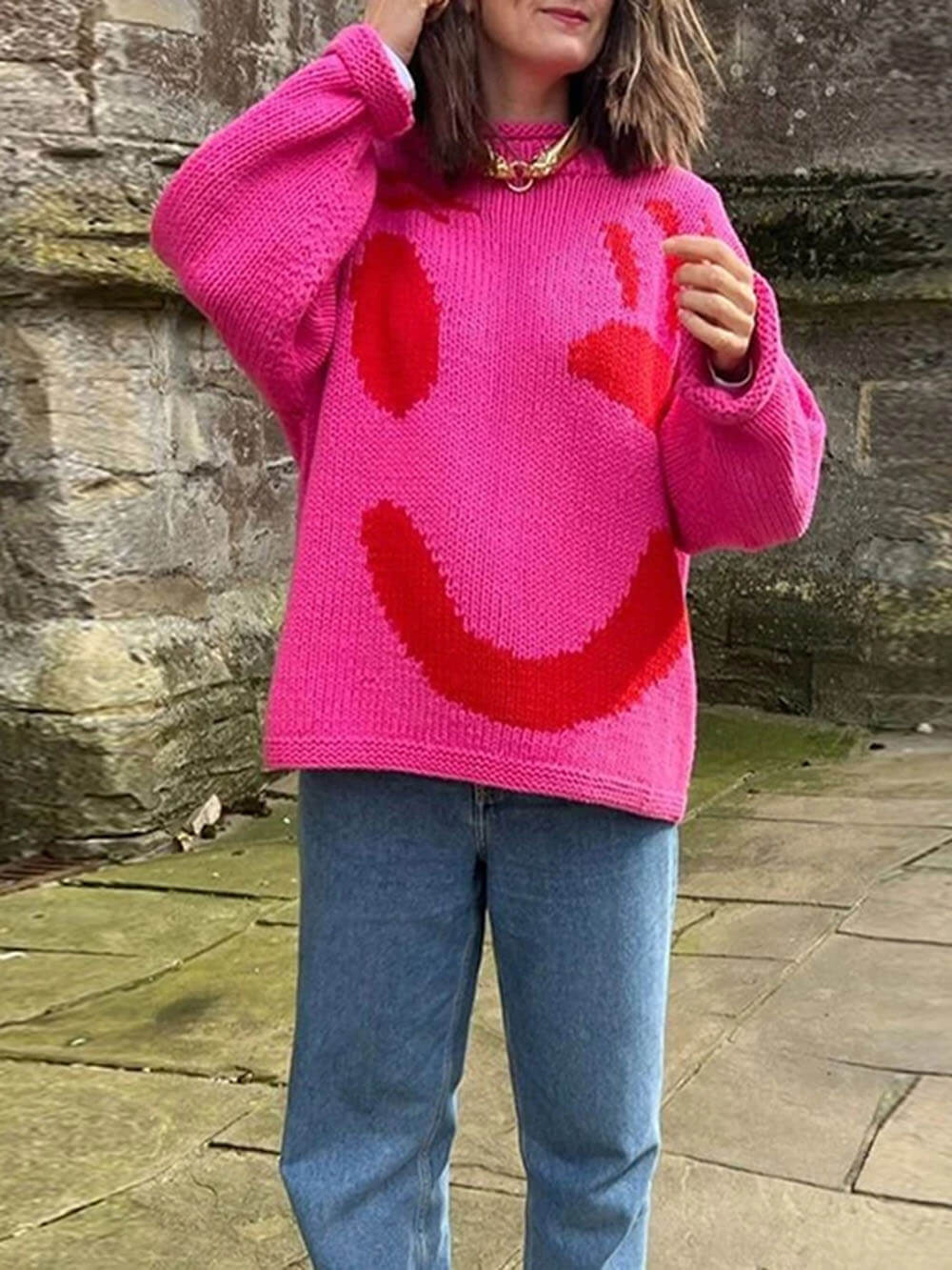 Jersey grande de punto para mujer