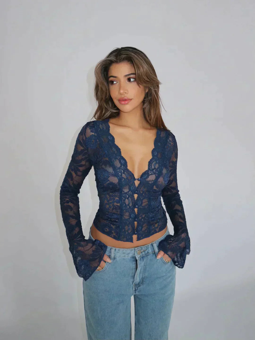 Carina - Moda moderna Blusa de encaje