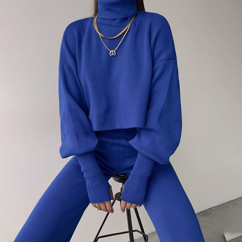 Conjunto de jersey y pantalón de cuello alto de punto para mujer Anneliese