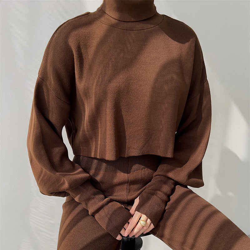 Conjunto de jersey y pantalón de cuello alto de punto para mujer Anneliese