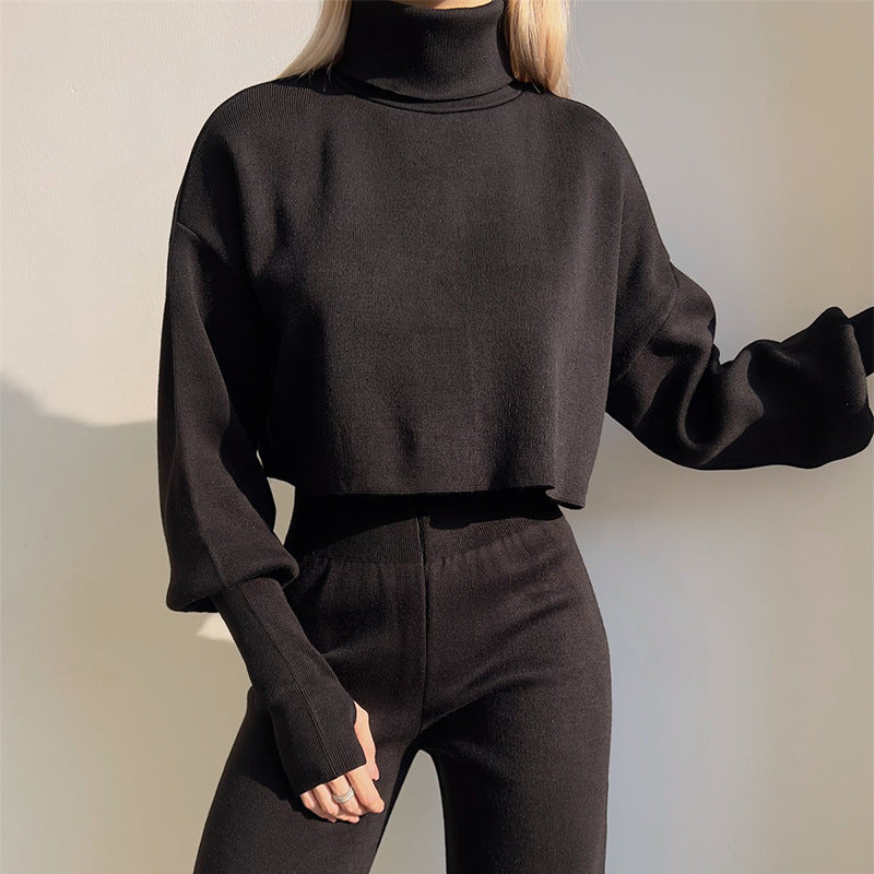 Conjunto de jersey y pantalón de cuello alto de punto para mujer Anneliese