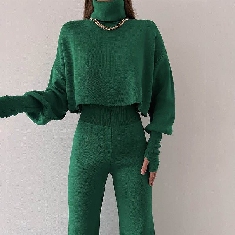 Conjunto de jersey y pantalón de cuello alto de punto para mujer Anneliese