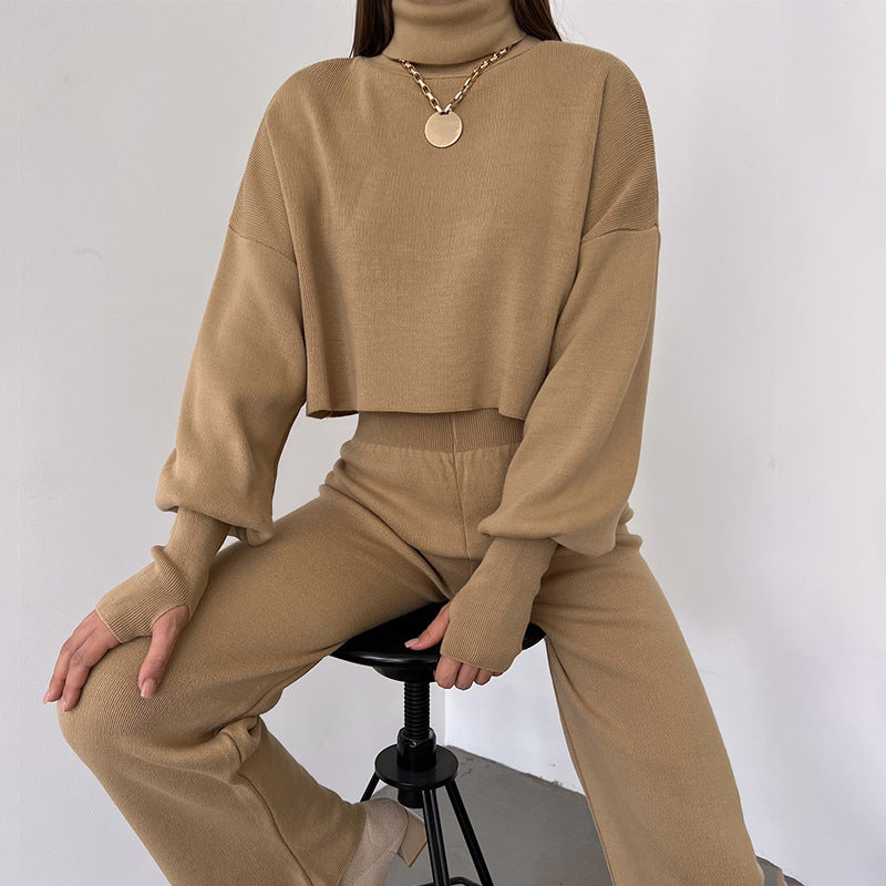 Conjunto de jersey y pantalón de cuello alto de punto para mujer Anneliese