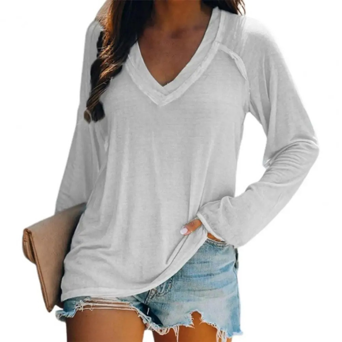 Camisa Sahira | Camisa casual de manga larga y cuello en V