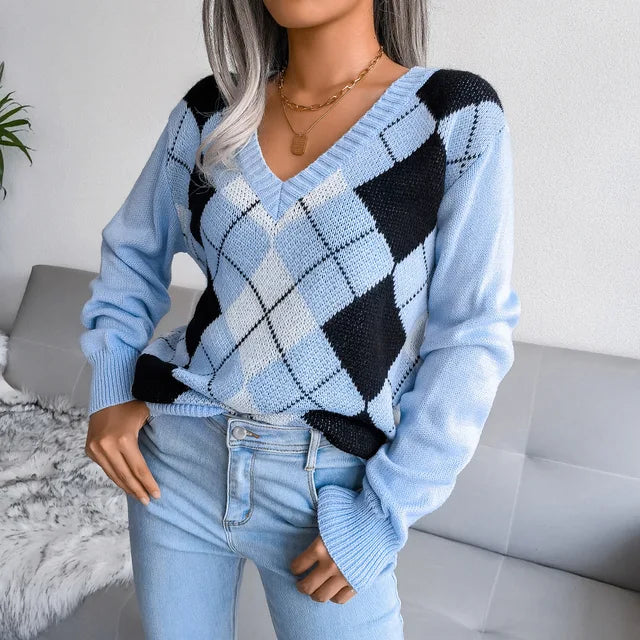 Oliv - Jersey de manga larga con cuello en V para mujer