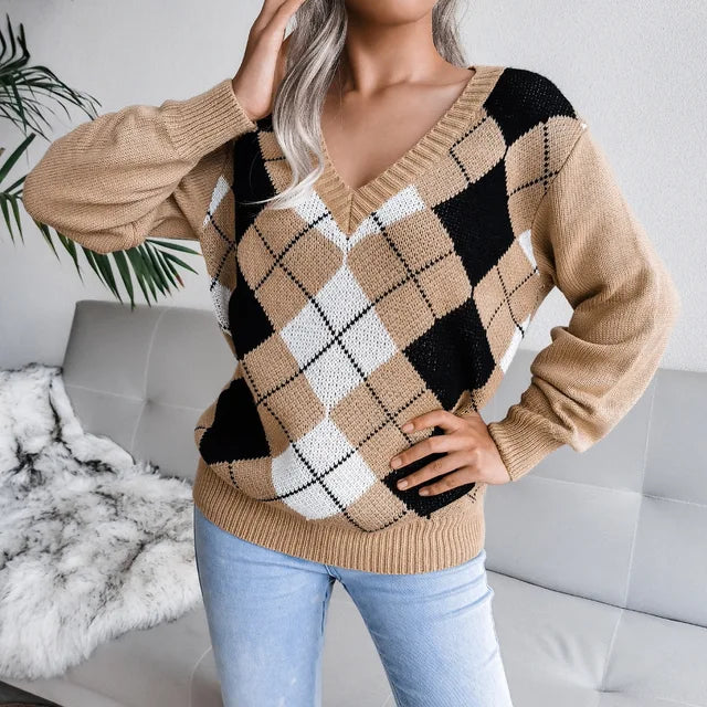 Oliv - Jersey de manga larga con cuello en V para mujer