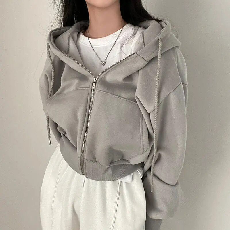 Mia - Sudadera con capucha y cremallera de gran tamaño para mujer
