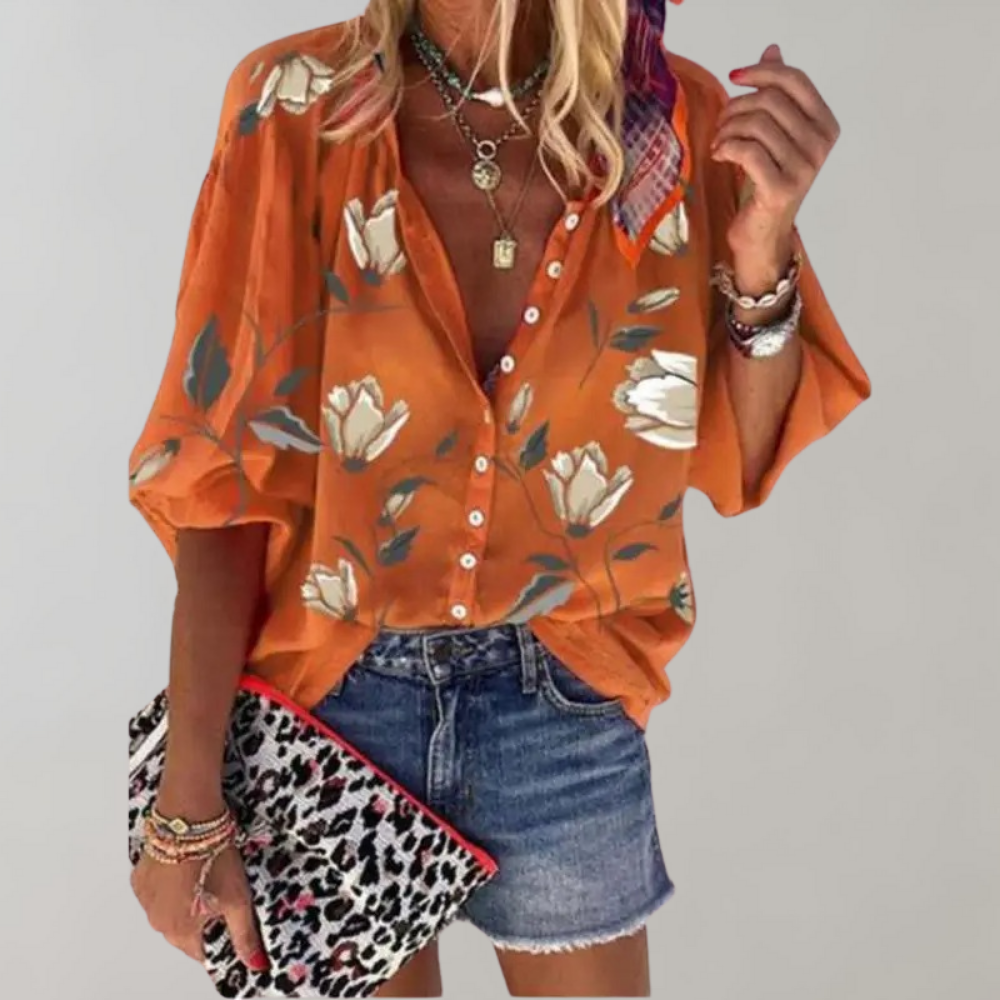 Fienna | Elegante Blusa con Estampado Floral y Botones para Mujer