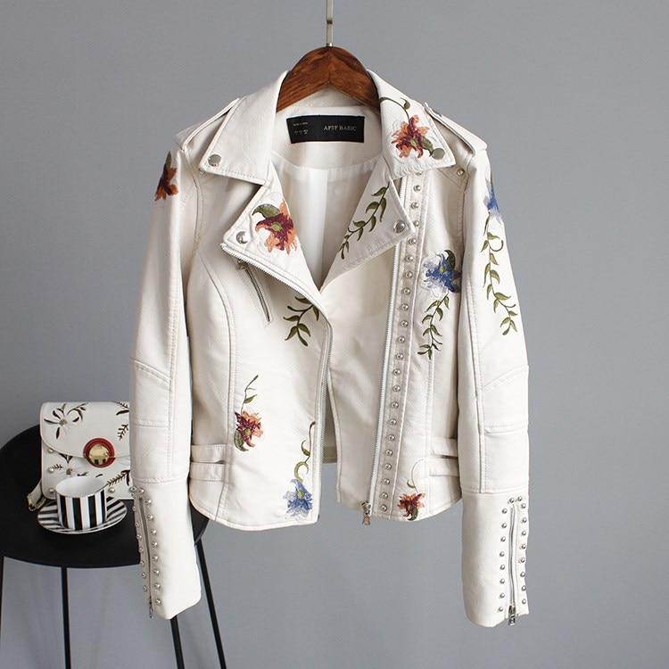 Idaira | Chaqueta de piel con bordado de flores