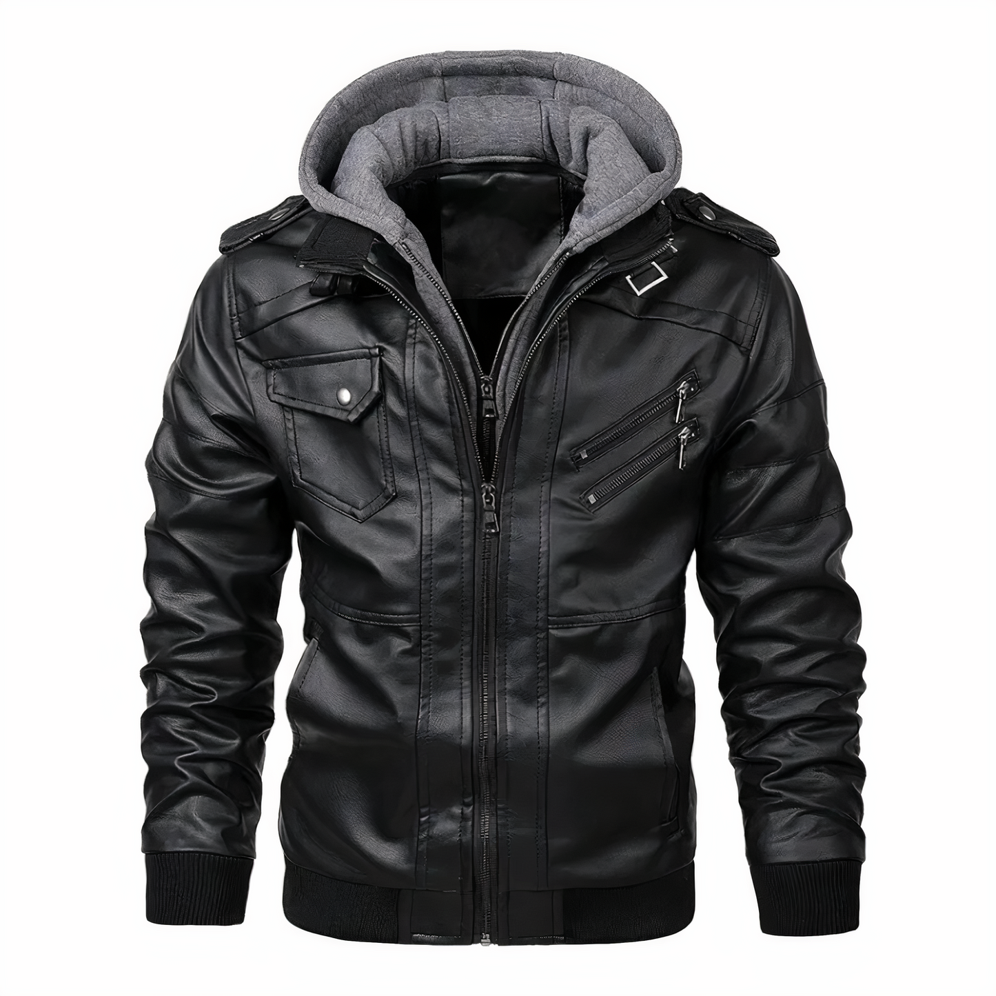 Grant | Elegante chaqueta de cuero con capucha