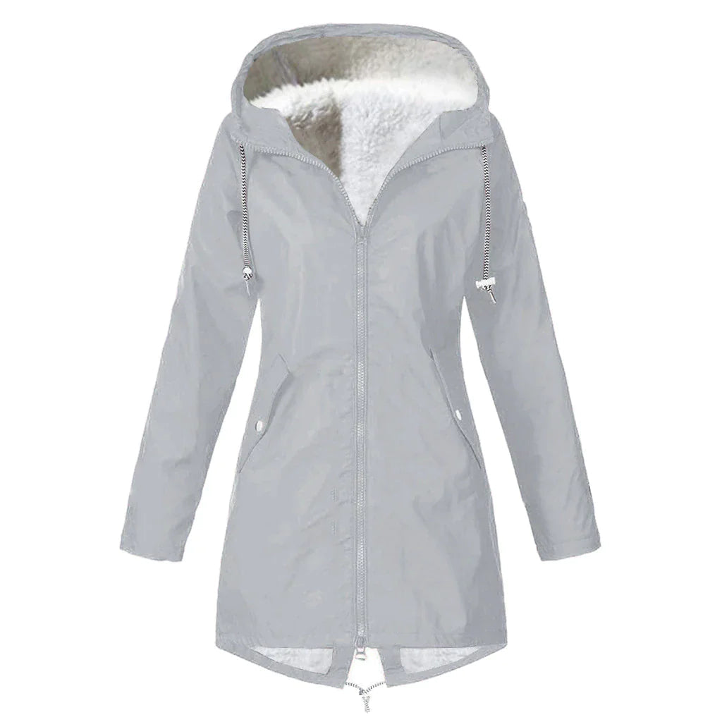 Chaqueta impermeable de forro polar con capucha para mujer | Perfecta para otoño/invierno