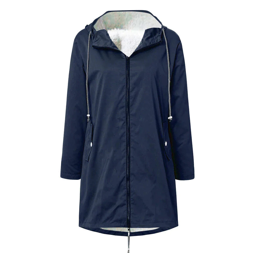 Chaqueta impermeable de forro polar con capucha para mujer | Perfecta para otoño/invierno