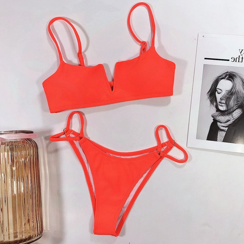 AquaLivv - Bikini brasileño con escote en V
