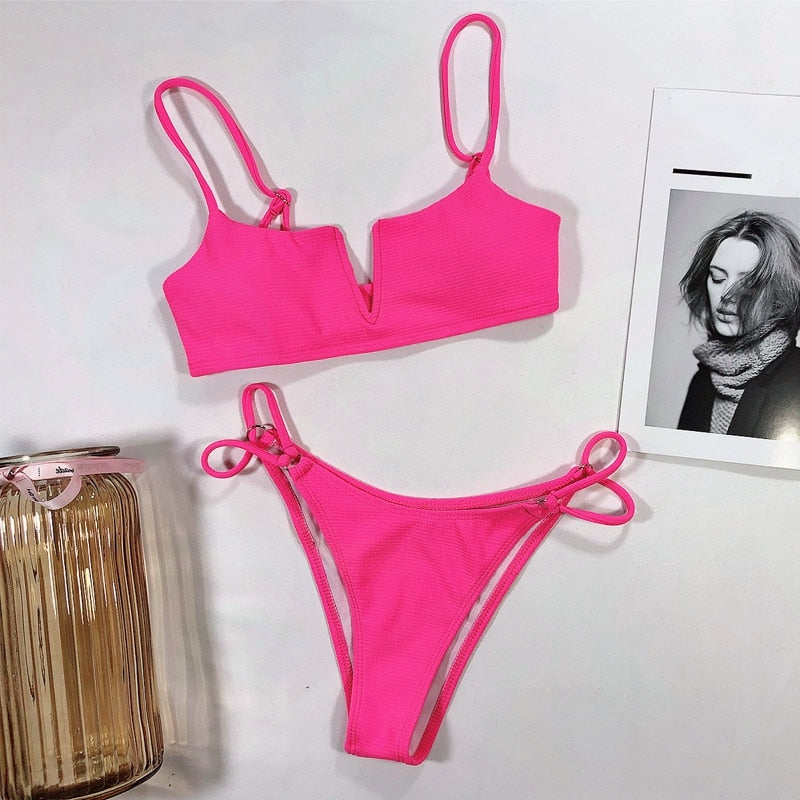 AquaLivv - Bikini brasileño con escote en V