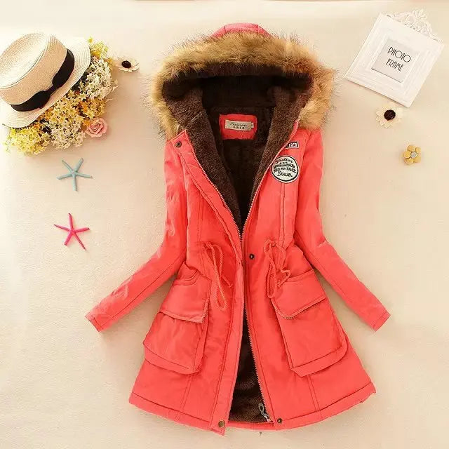 Hilde | cálida chaqueta de invierno forrada con capucha para mujer
