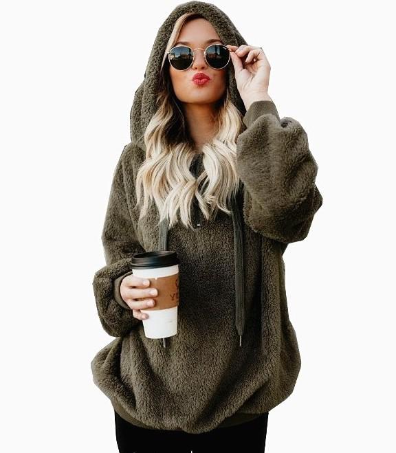 Aurélie - Sudadera con capucha sherpa oversize para mujer