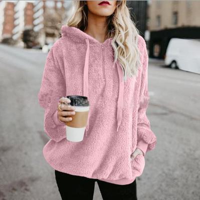 Aurélie - Sudadera con capucha sherpa oversize para mujer