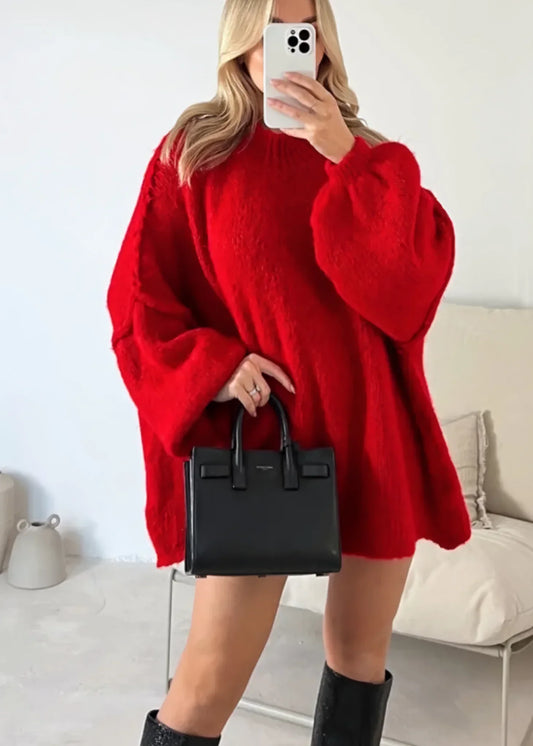 Inaya - jersey oversize de punto con cuello en O