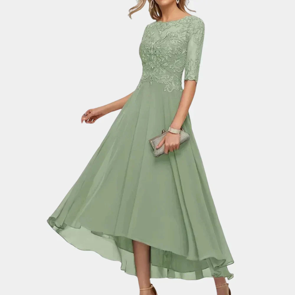 Elegante vestido tobillero de gasa para mujer