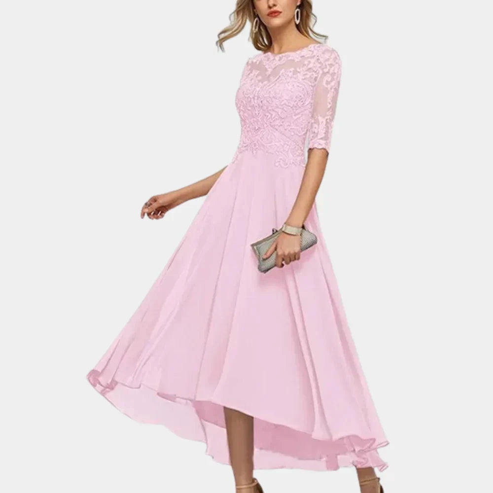Elegante vestido tobillero de gasa para mujer