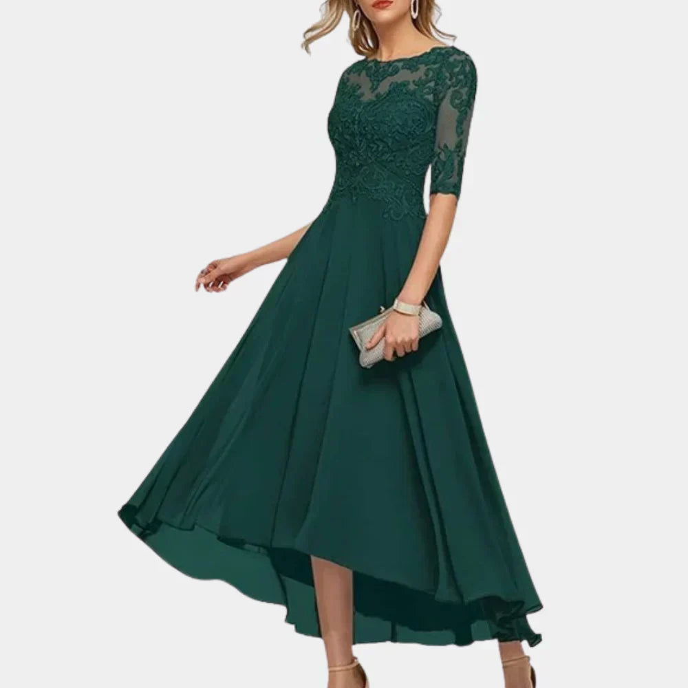 Elegante vestido tobillero de gasa para mujer