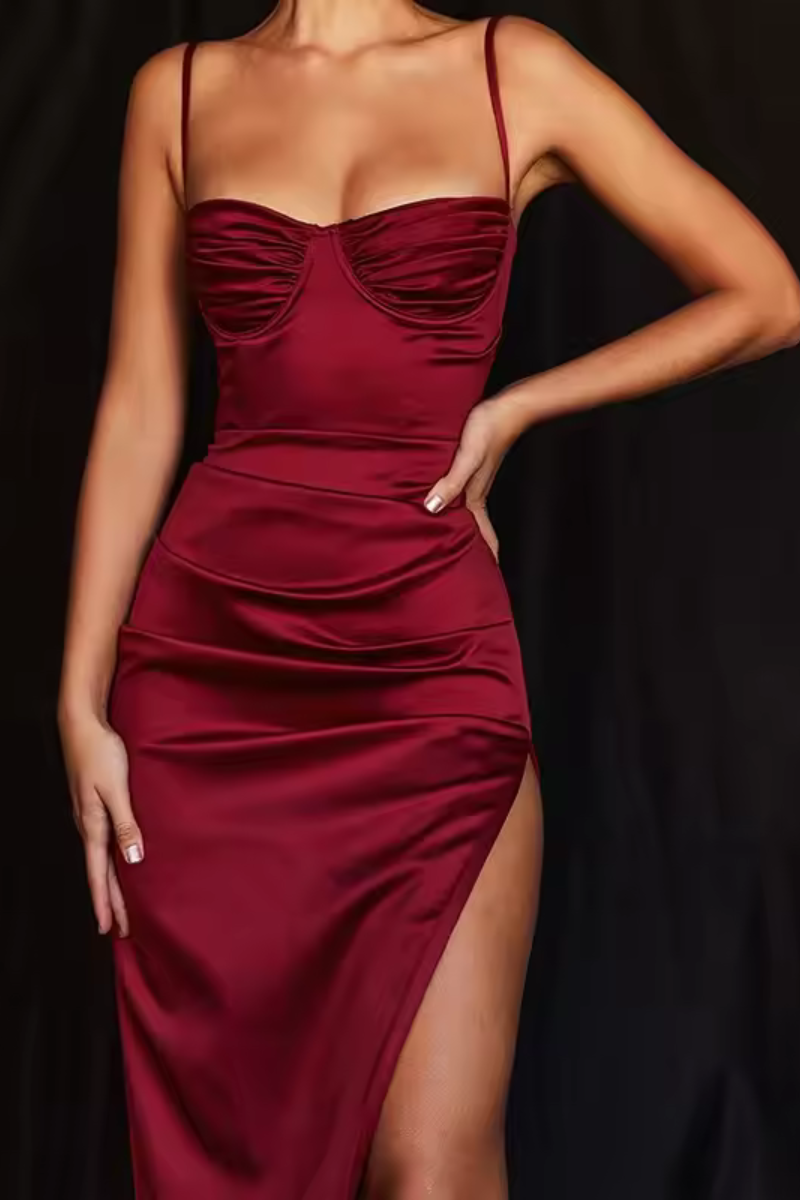 Isabella | Vestido plisado de satén elegante
