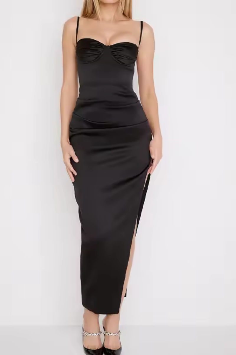 Isabella | Vestido plisado de satén elegante