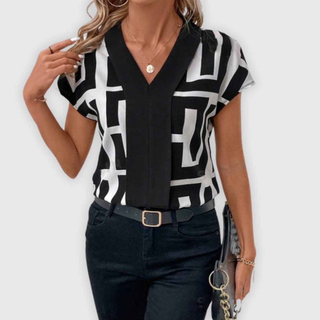 Elegante señoras blusa V-cuello de negocios