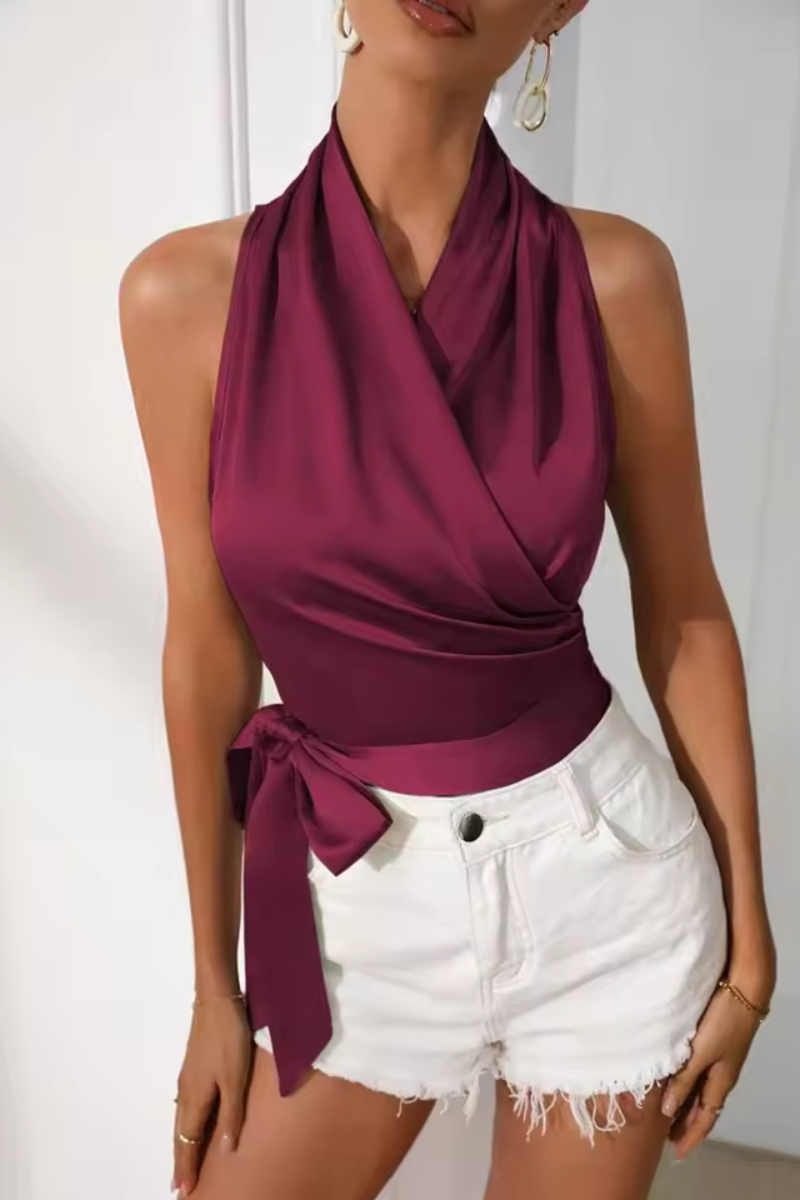 Jazmín | Elegante Sexy Encaje Envuelto Sin Mangas