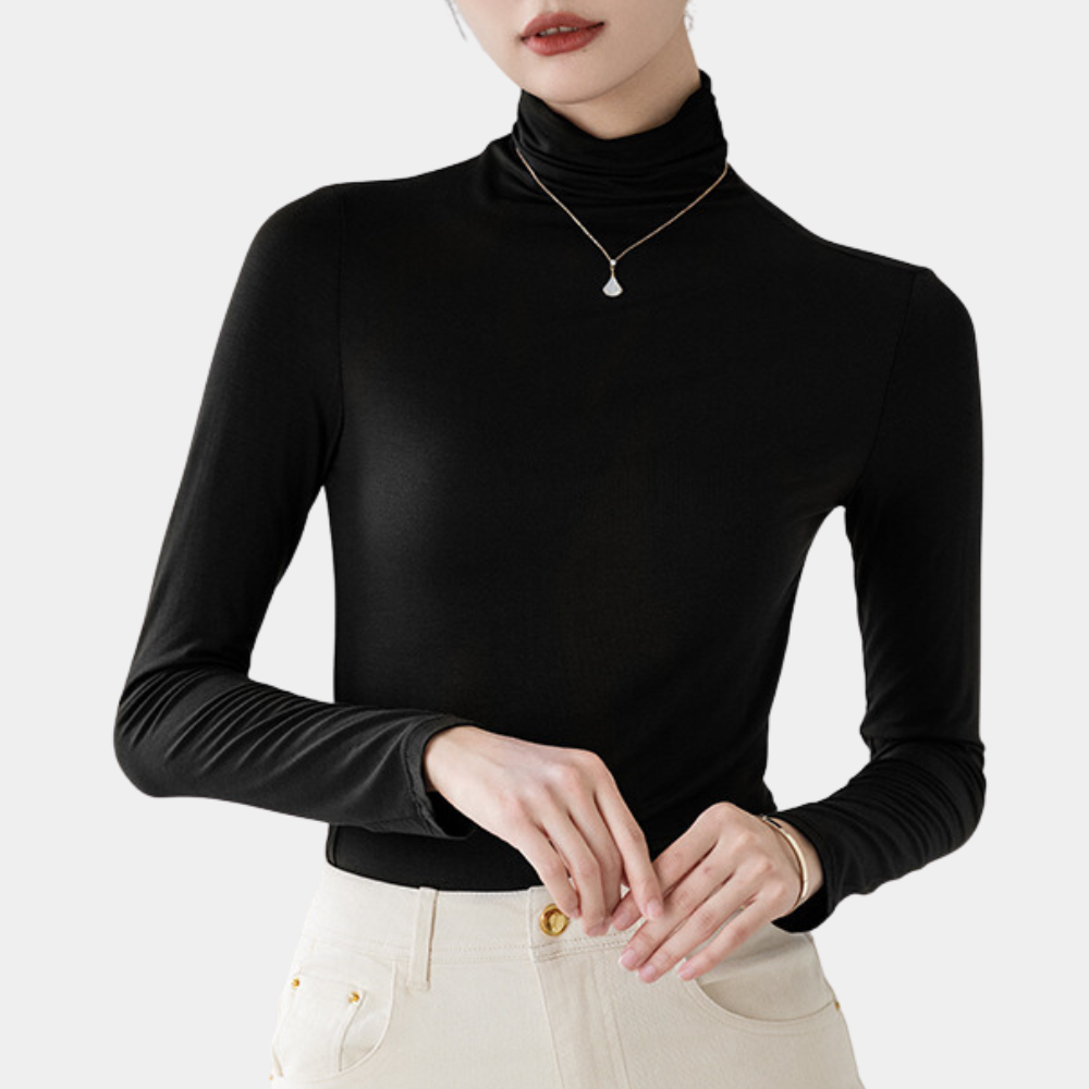 KAHNAY - Jersey casual de cuello alto para mujer