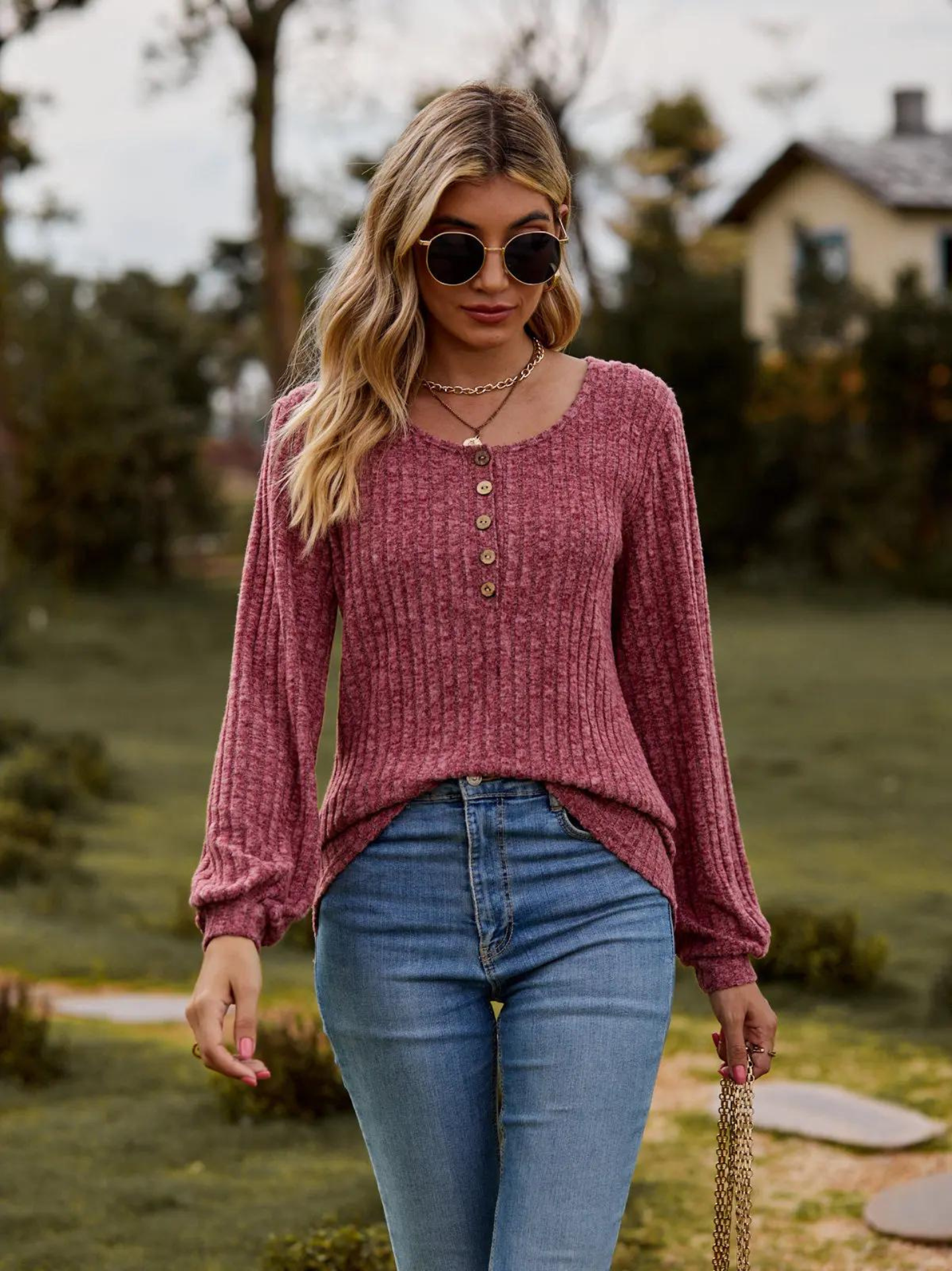 Elegante top de manga larga para mujer | Lalaine