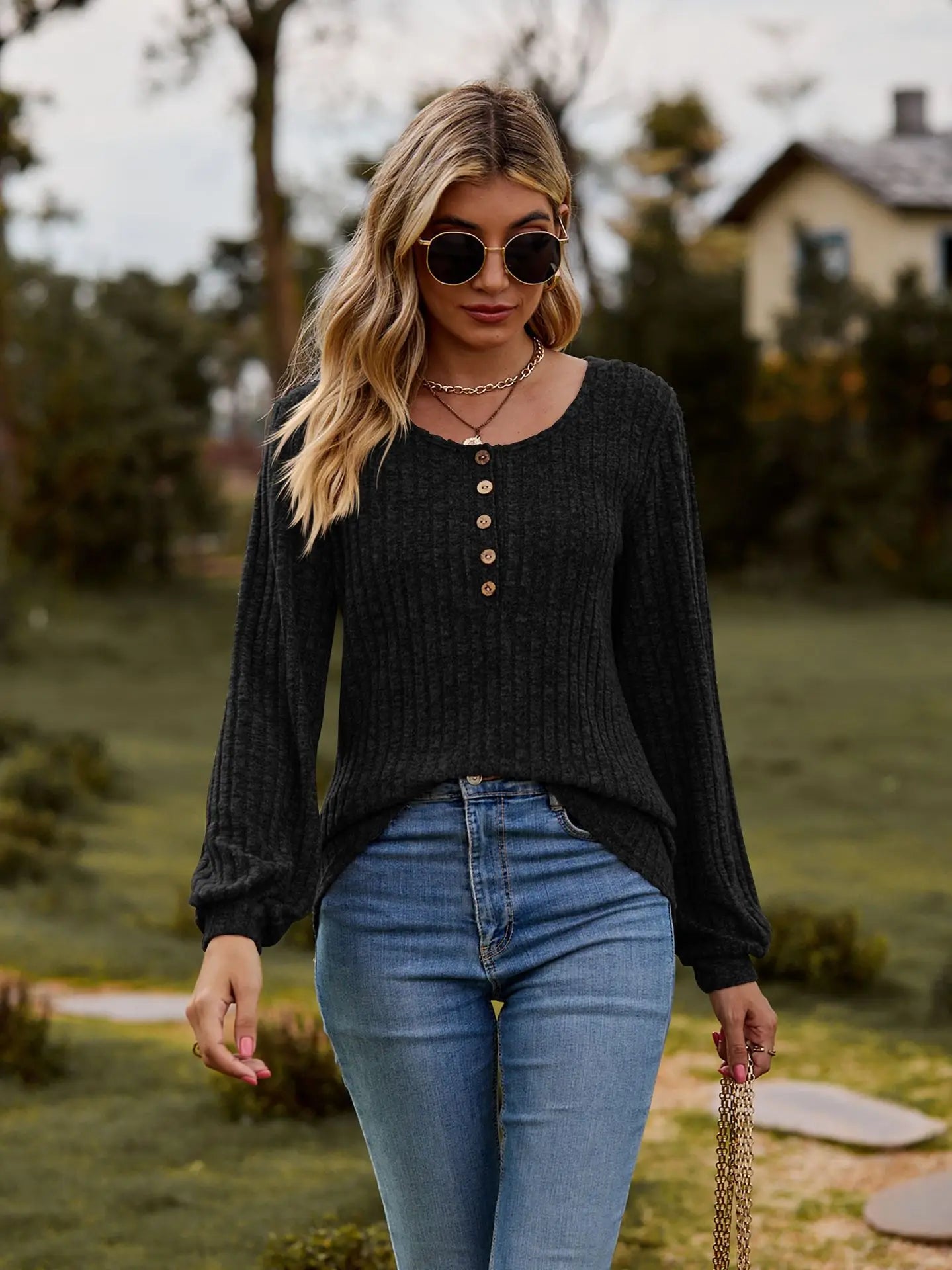 Elegante top de manga larga para mujer | Lalaine