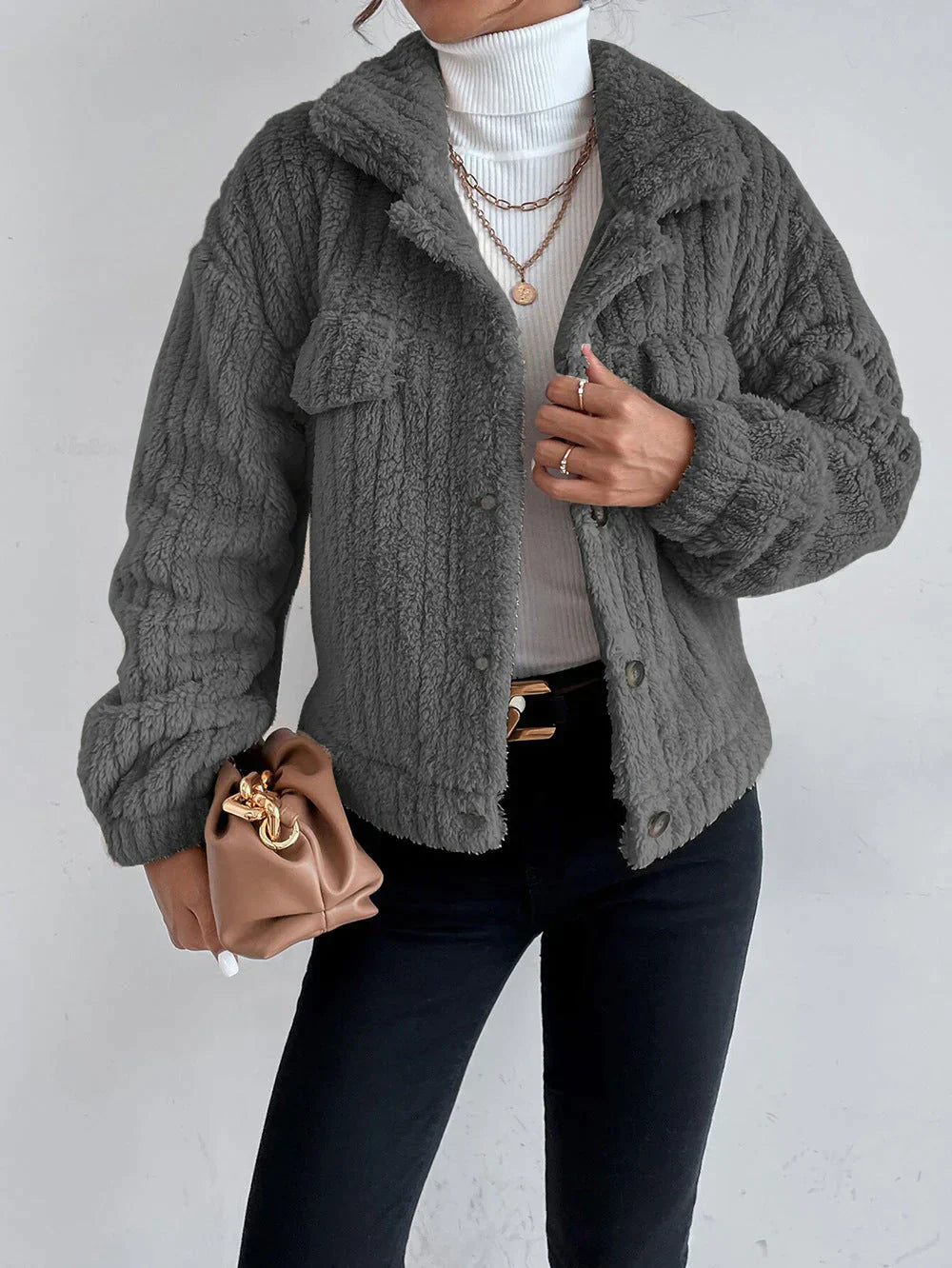 Chaqueta de felpa gruesa para mujer | Leila