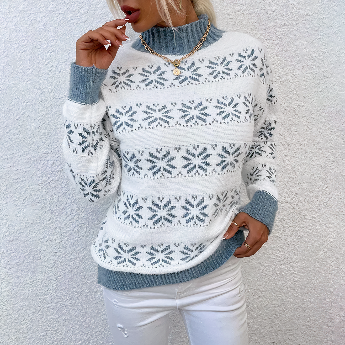 Jersey Eva | Jersey de cuello alto copo de nieve